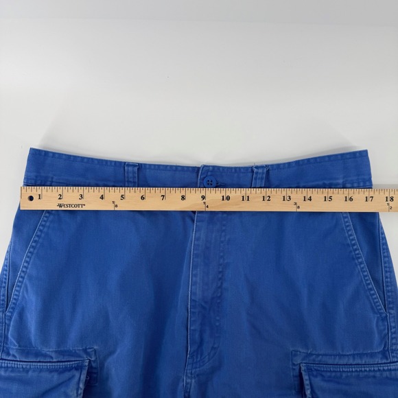 VTG 80s Polo Ralph Lauren Cargo Shorts Blue Cotton Chino Baggy Fit Mens Size 34 - Picture 7 of 10